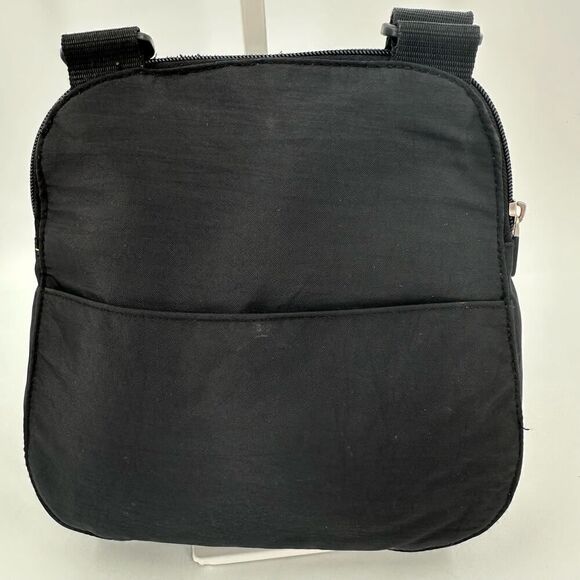 Baggallini Special Edition Get Away Crossbody Black Orange Trim Round Nylon EUC - Picture 3 of 11